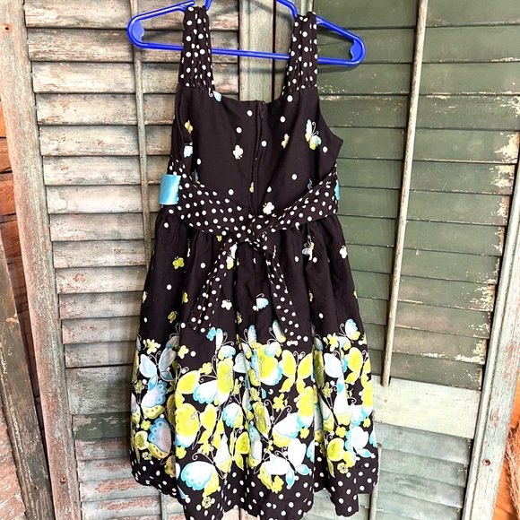 Bonnie jean dress size 6 black blue butterfly - Picture 2 of 5